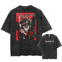 Asta Black Clover Manga Streetwear T-Shirt featuring a graphic design on a washed cotton oversized tee.