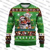 A festive Christmas Dragon Ball Hoodie featuring Goku and anime graphics, designed as an oversized autumn winter pullover for men and women.