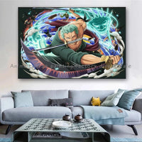 A high-quality Monkey D Luffy HD Poster printed on canvas, featuring Japanese anime art suitable for bar and home wall decoration.