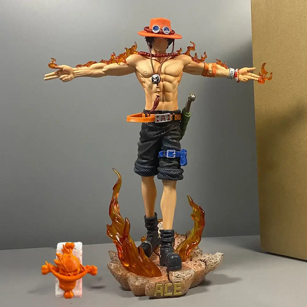 A detailed 28cm Portgas D. Ace Figure made of PVC, featuring a dynamic Fire Fist battle pose for One Piece anime collection.