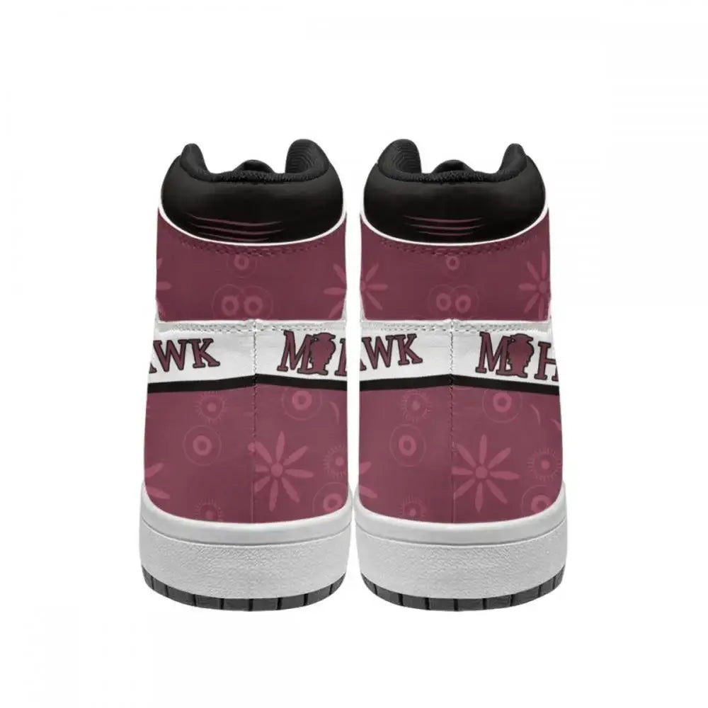 A pair of custom One Piece Basketball Shoes featuring anime designs of Luffy and Zoro, suitable as unisex sneakers.