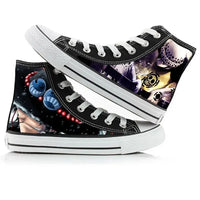 One Piece Anime Canvas Shoes Luffy Zoro hand-painted high top sneakers boys girls casual