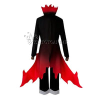 Close-up of Dandadan Okarun Cosplay Costume Wig Suit black collar uniform detail polyester