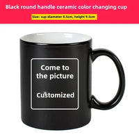 A ceramic One Piece Color Changing Mug revealing Gear 5 Nika Luffy and Fire Fist Ace artwork when filled with hot liquid.