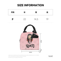 Demon Slayer Backpack Set size information with dimensions for Tanjiro & Nezuko themed lunch bag.
