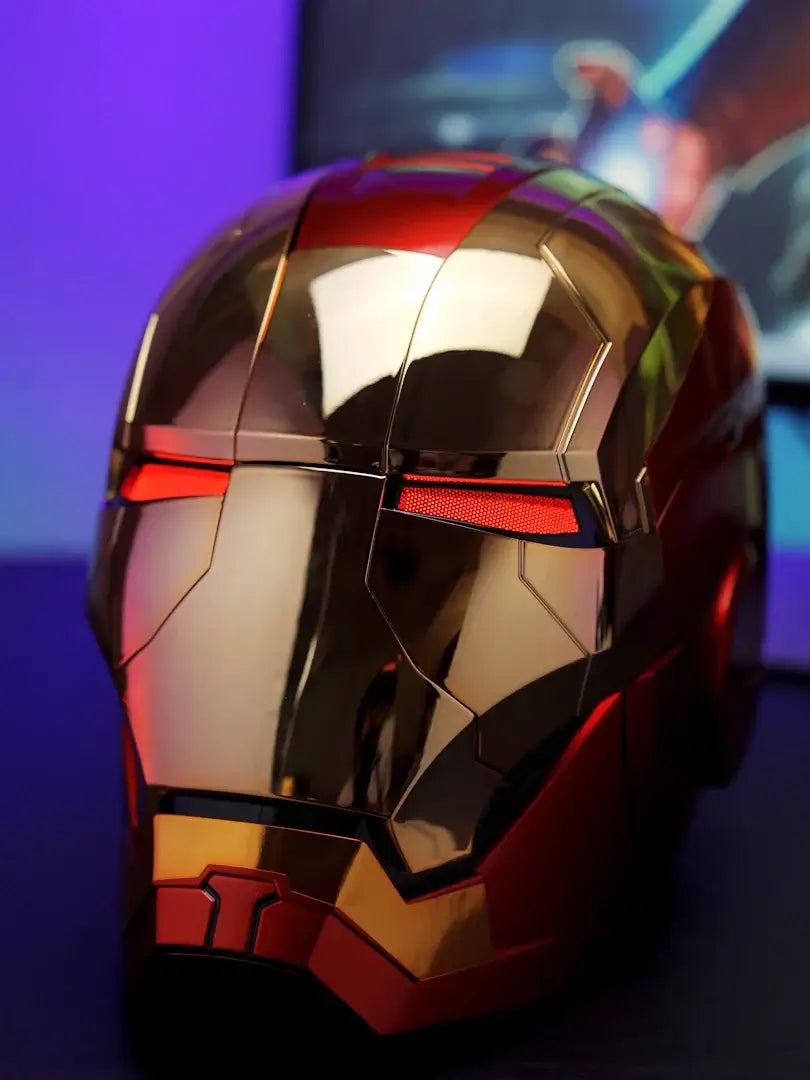 cosplay iron man wearable helmet MK17 Heartbreaker Switch to battle mode with eye lights and ear lights in red Iron Man Helmet Electric Wearable