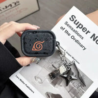 Naruto Akatsuki AirPods Case Shuriken Pendant hard plastic protective cover with Akatsuki cloud logo reflective anti-scratch fits AirPods 1 2 3 4 Pro Pro2