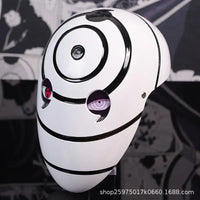 Obito Cosplay Mask: High Gloss Akatsuki Anime Prop with intricate design and vibrant eye details, perfect for cosplay events.