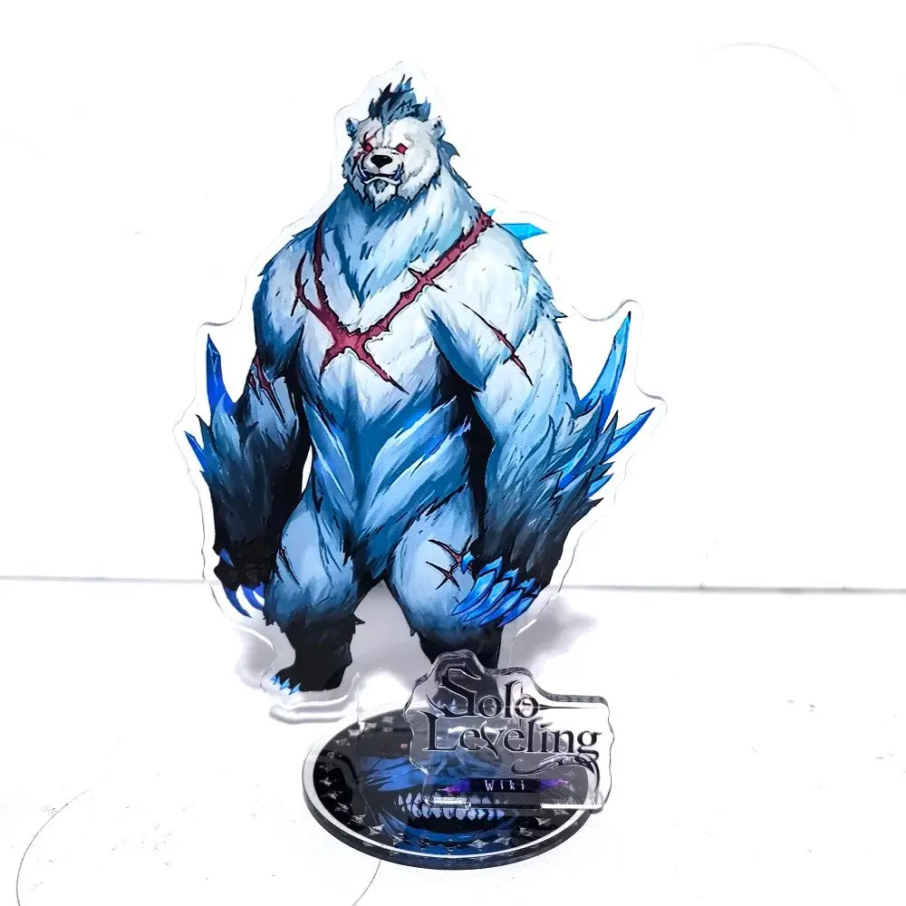 A high-definition 15cm Solo Leveling Acrylic Stand featuring Sung Jinwoo, Sung Jin Ah, and Yoo Jin Ho anime action figures for desk decoration.
