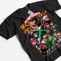 A high-quality All Might T-shirt made of soft cotton, featuring a dynamic graphic of the Symbol of Peace for My Hero Academia fans.