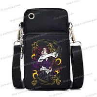 A trendy Demon Slayer Phone Bag featuring anime art of Nezuko Kamado and Mitsuri Kanroji, designed as a Harajuku mini crossbody purse for women and men.