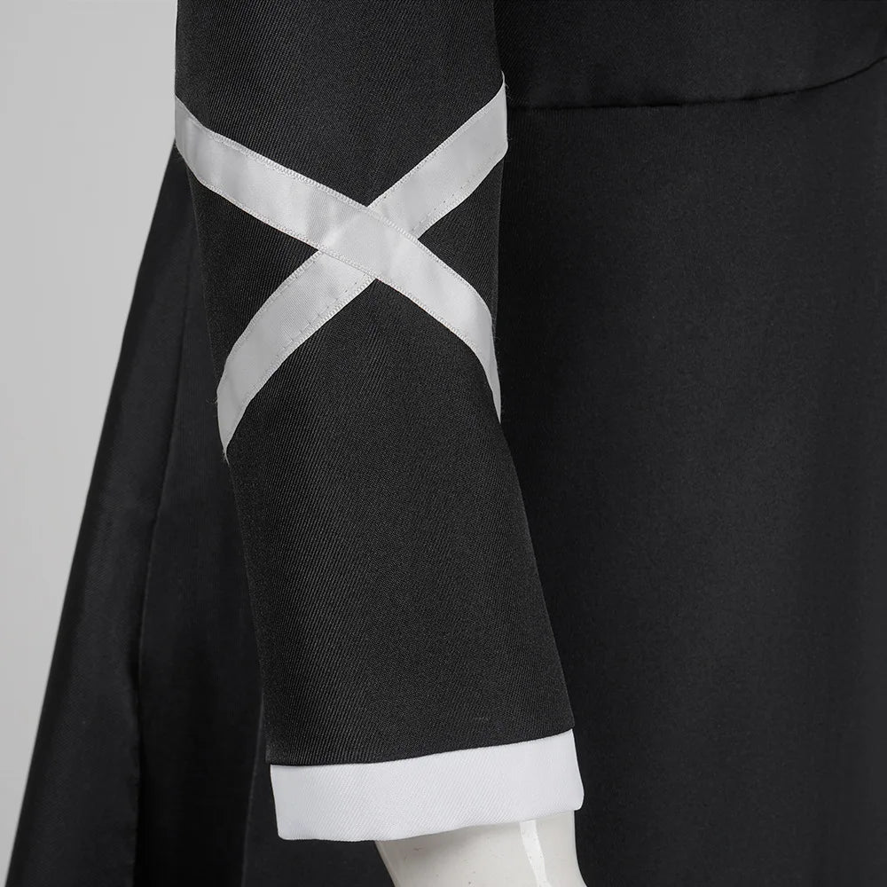 Kurosaki Ichigo Cosplay Costume complete display featuring overcoat, inner vest, pants, and white waist belt.
