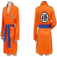 Close-up of Dragon Ball Goku Flannel Anime Cosplay Bathrobe Goku design flannel fabric detail