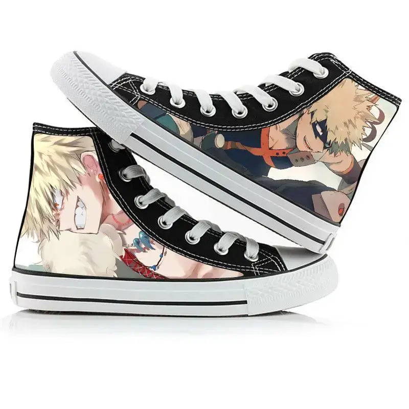 Breathable My Hero Academia Canvas Shoes featuring Izuku Midoriya anime art, designed as comfortable high-top student sneakers.