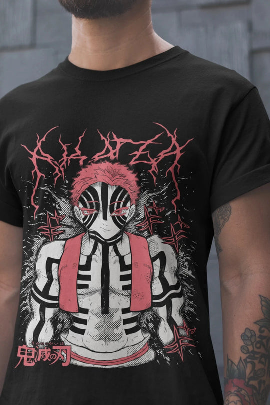 Demon Slayer Akaza Y2K Children Cotton T-Shirt Bandai loose unisex casual comfortable anime