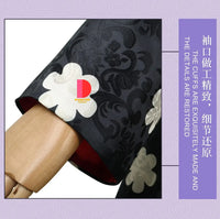 Close-up of Nico Robin One Piece Cosplay Costume Kimono Dress digital print jacket dress detail