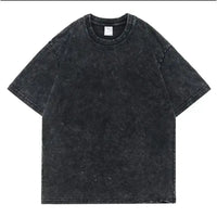 Retro Washed Anime Ghost Slayer Blade Oversized T-shirt for men and women on model