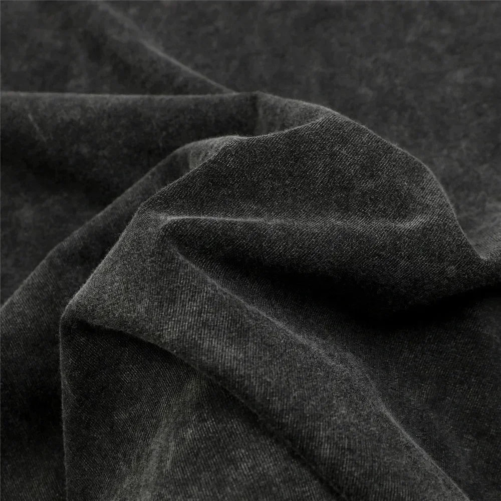 Close-up view of soft, vintage washed fabric used in a Bleach T-Shirt Vintage Washed Anime Streetwear.