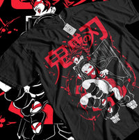 Close-up of Demon Slayer Tanjiro Nezuko Y2K Children Cotton T-Shirt print detail cotton quality
