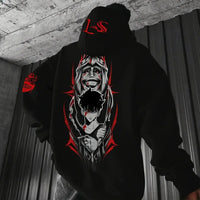 Solo Leveling Anime Hoodie featuring a striking graphic design of characters on a black oversized pullover.