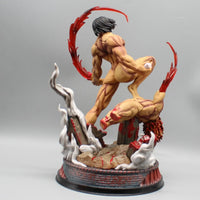 A highly detailed 29cm Eren Jaeger Figure made of premium PVC, showcasing the Attack on Titan protagonist in a dynamic pose for anime desktop decoration.