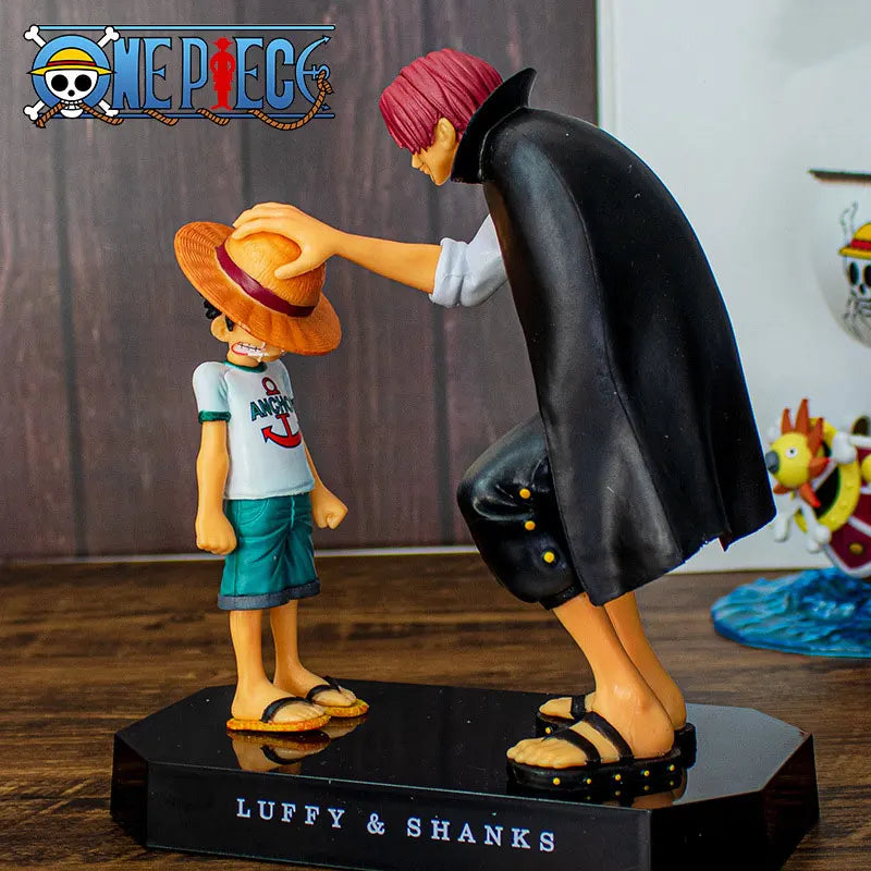 A highly detailed 18cm Shanks Luffy Action Figure made of premium PVC, capturing the emotional Straw Hat promise from the One Piece anime.