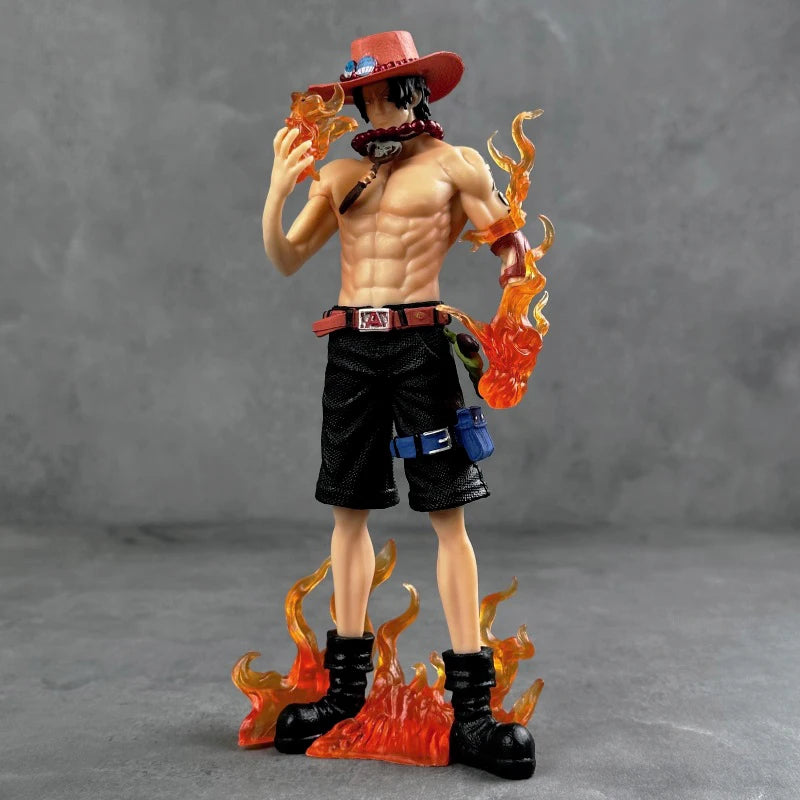A premium Fire Fist Ace Figure DX 10th Anniversary edition made of PVC, showcasing Portgas D. Ace with flame effects in a dynamic battle pose.