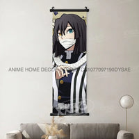 High-quality Demon Slayer Posters wall art scrolls featuring Hashira Kanroji Mitsuri, Iguro Obanai, and Tokitou Muichirou for home decor.