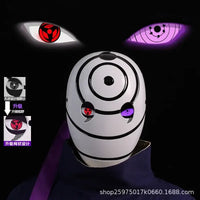 A highly imitative, high-gloss Obito Cosplay Mask featuring the Akatsuki Sharingan design for anime Halloween costumes and conventions.