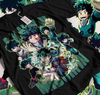 A trendy Midoriya Izuku T-Shirt made of 100% cotton, featuring Fire Style Deku graphic art for unisex Japanese fashion.
