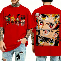 Demon Slayer Y2K Harajuku Anime T-Shirt worn lifestyle street fashion parent child summer