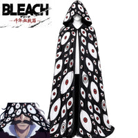 Yhwach BLEACH TYBW Cosplay Cloak showcasing a detailed design with a hood and eye patterns, perfect for cosplay and conventions.