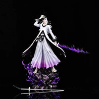 A large 33cm Bleach Ichigo Figure made of PVC, featuring two interchangeable battle forms and Zangetsu sword for anime desktop decoration.