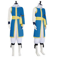 Natsu Dragneel Fairy Tail Cosplay Costume Blue Black Seven Years Later uniform Halloween men