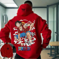 The 2025 Trend One Piece Luffy Hooded Sweater, a loose casual jacket for lovers with an anime print.