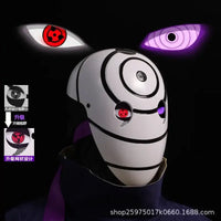 A highly imitative, high-gloss Obito Cosplay Mask featuring the Akatsuki Sharingan design for anime Halloween costumes and conventions.