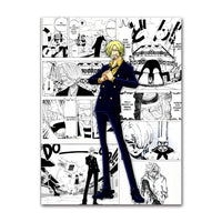 A classic cartoon style One Piece Luffy Zoro Poster printed on high-definition canvas, perfect for decorating a living room, corridor, or child's bedroom.