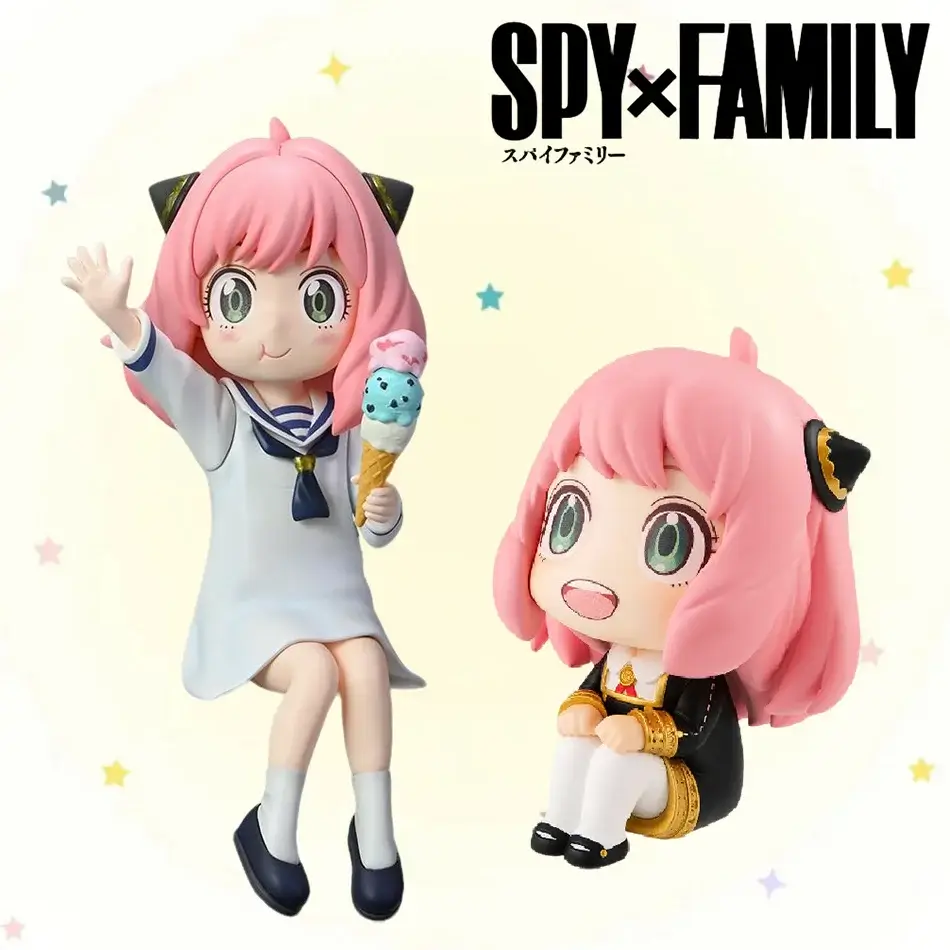 Anya Yor Forger action figure from SPY×FAMILY holding ice cream, 15cm PVC anime collectible.