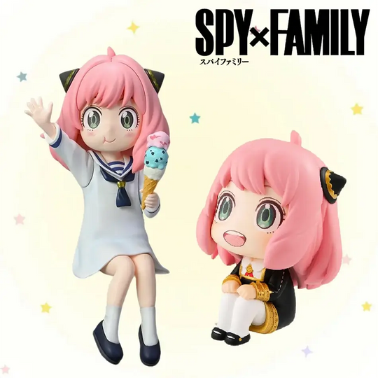 Anya Yor Forger action figure from SPY×FAMILY holding ice cream, 15cm PVC anime collectible.