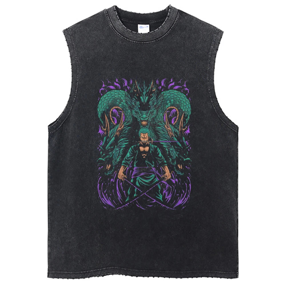 One Piece Vintage Washed Graphic Tank Top | Cotton Streetwear