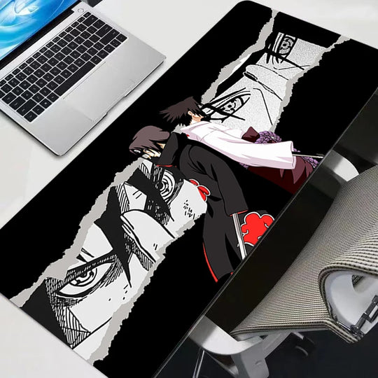 Naruto Itachi Madara XL Gaming Mouse Pad on gaming desk setup anime computer keyboard mat