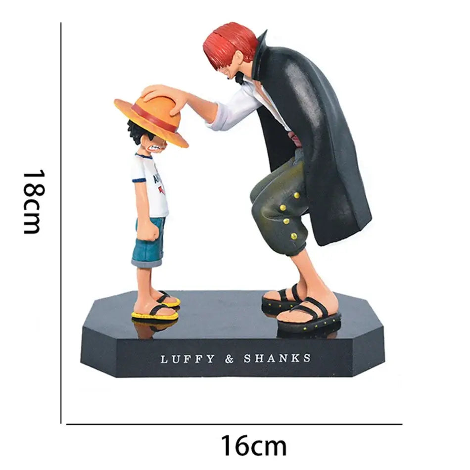 A highly detailed 18cm Shanks Luffy Action Figure made of premium PVC, capturing the emotional Straw Hat promise from the One Piece anime.