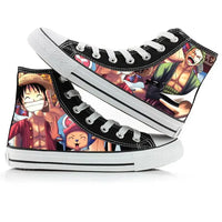 One Piece Anime Canvas Shoes Luffy Zoro hand-painted high top sneakers boys girls casual