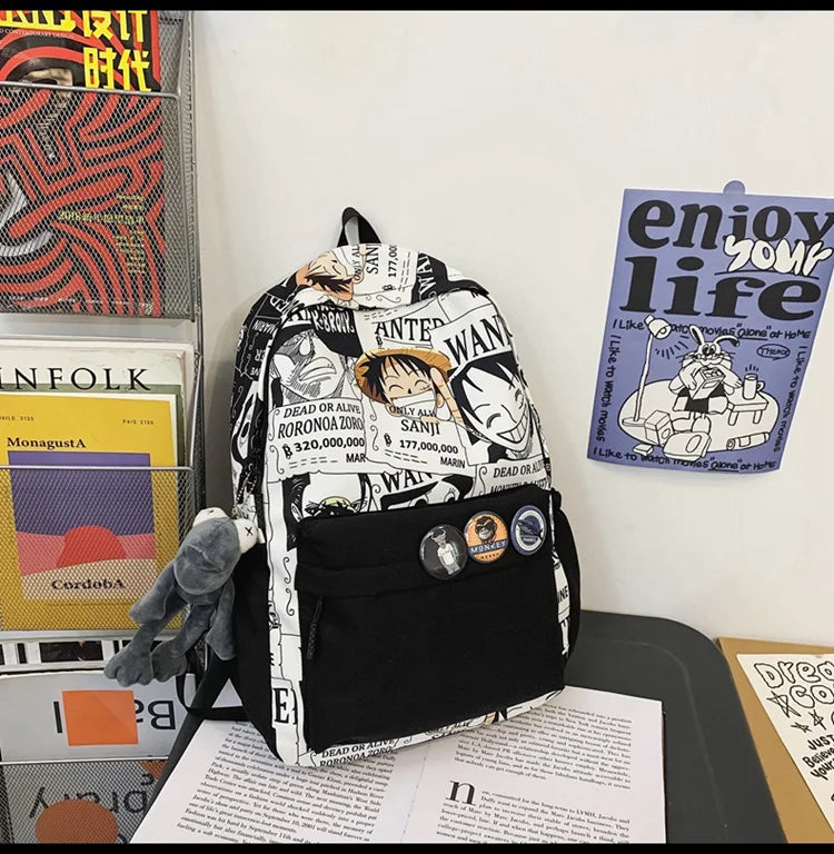 One Piece Luffy Anime Backpack school laptop travel bag men women bold print gift