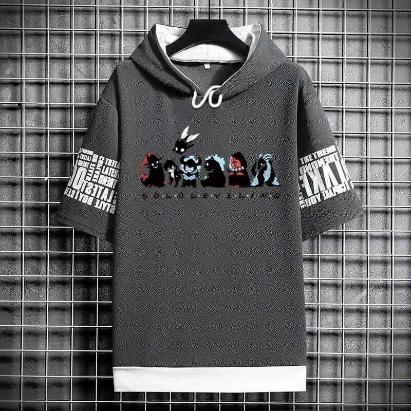 Solo Leveling Anime Graphic T-Shirt Korean Fashion black manga short sleeve men breathable