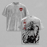 Ichigo Kurosaki Bleach Vintage Washed T-Shirt featuring detailed anime character design and vintage styling.
