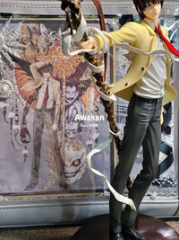 Death Note Yagami Light PVC Action Figure displayed on desk shelf 26CM anime collectible statue