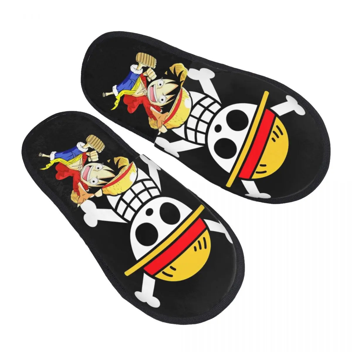 One Piece Luffy Memory Foam House Slippers cozy winter cotton non-skid bedroom slides anime gift