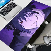 A premium Sasuke Uchiha Mouse Pad featuring an HD print anime graphic, designed as a non-slip rubber gaming desk mat for computer accessories.