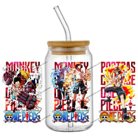 A collection of the newest 31 designs of popular One Piece UV DTF Stickers for a 16oz glass cup.